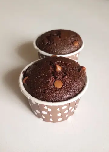 Organic whole wheat vegan chocolate cupcakes.